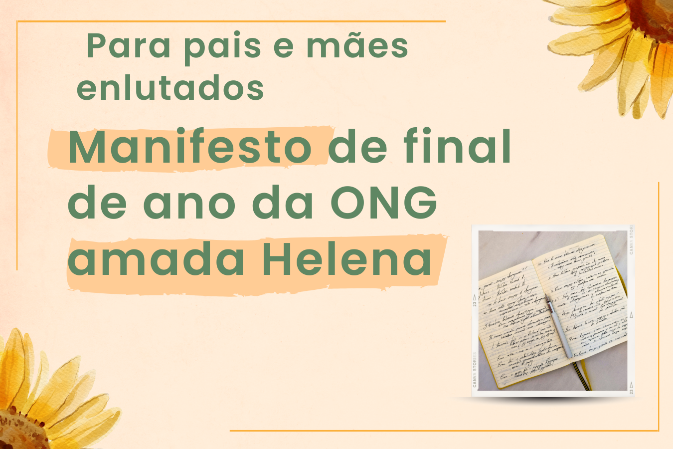 Manifesto de final de ano da ONG amada Helena